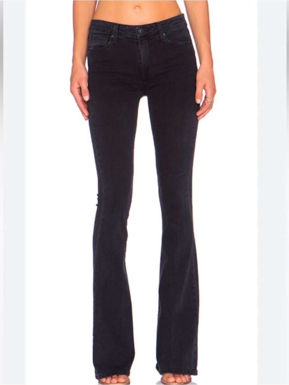 Paige High Rise Bell Canyon Flare Jeans in Black